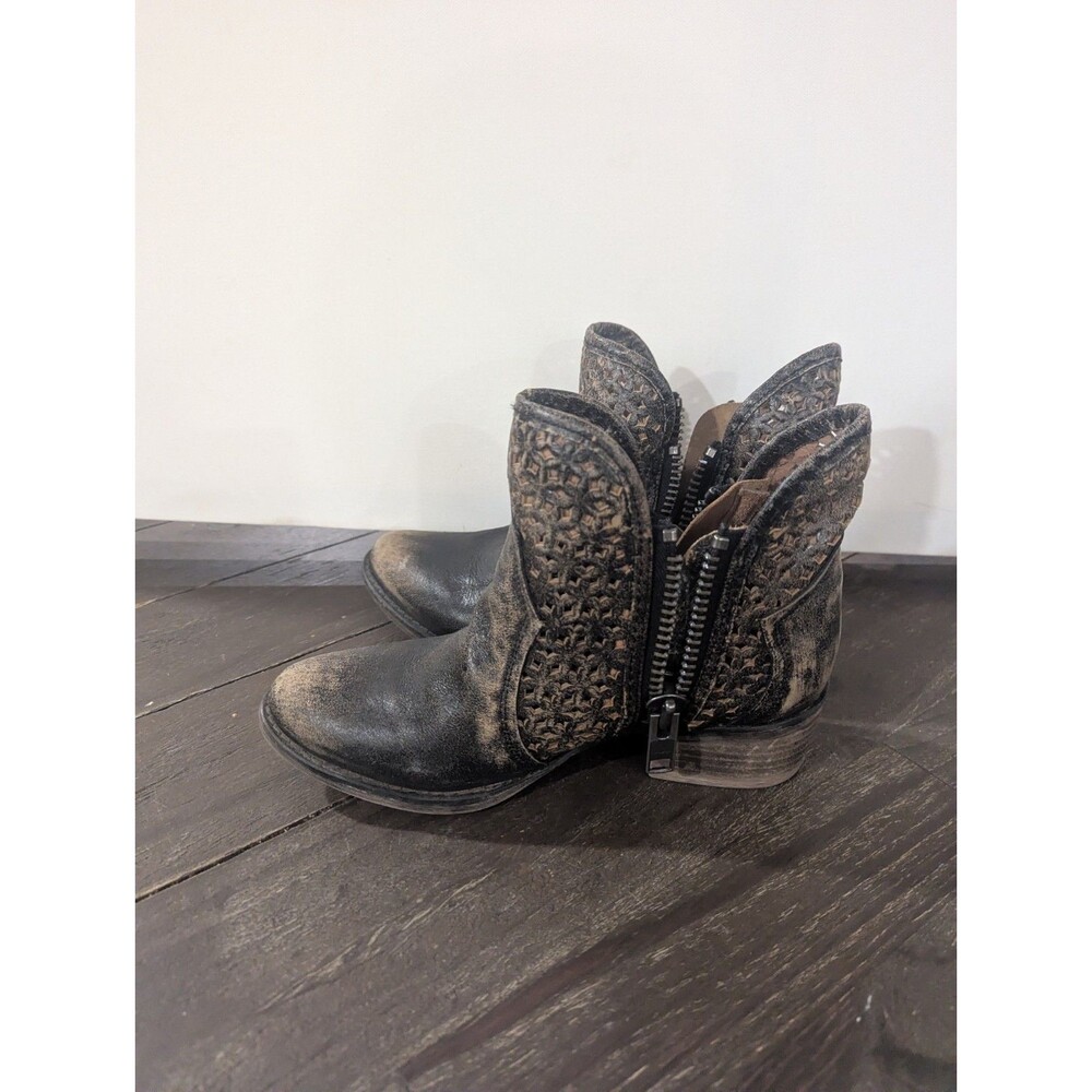 Circle G Charcoal‎ Dark Brown Leather Western Ankle Booties Women’s Size 7